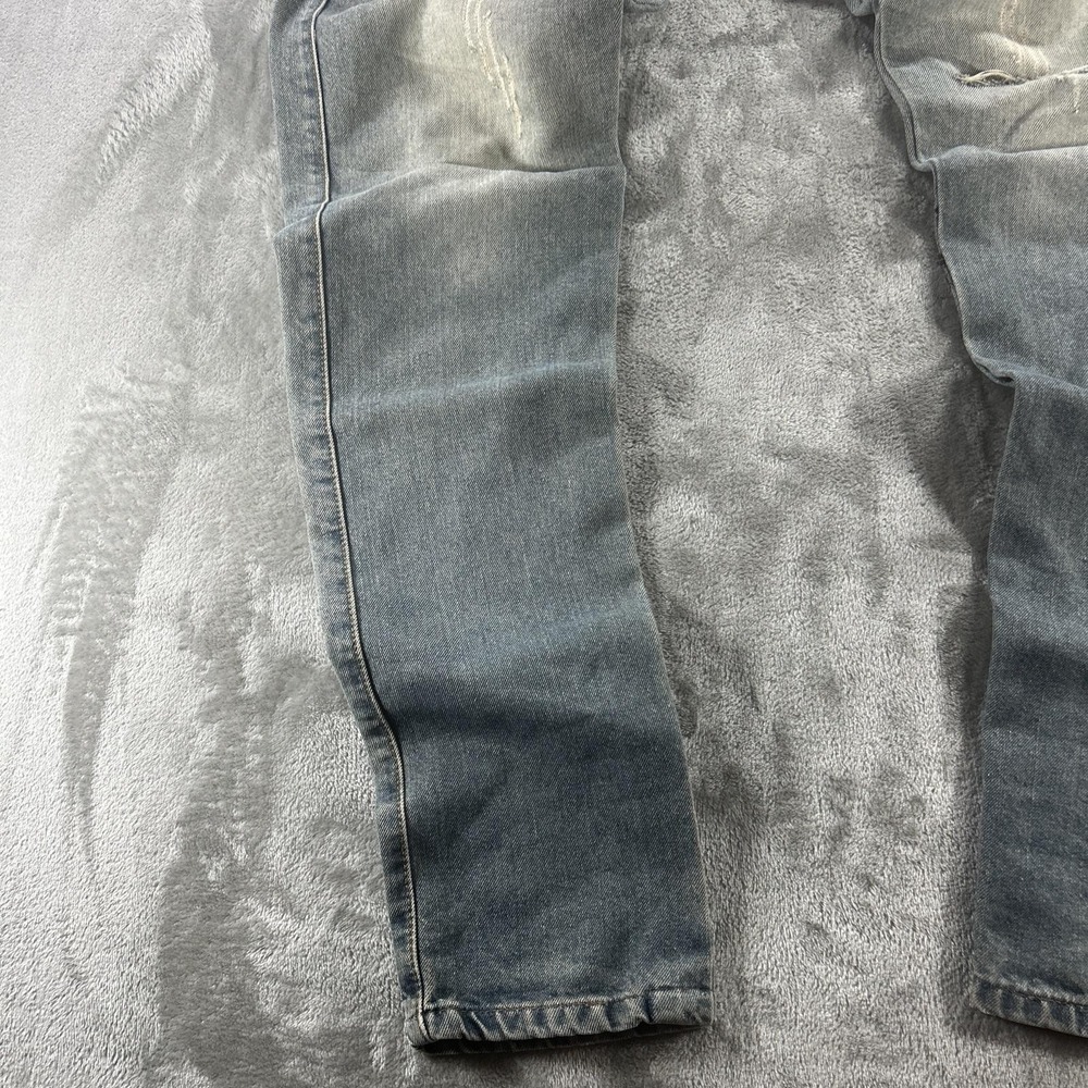 Diesel Industry Jeans Mens 35x30 Blue Light Wash Slim Tapered Distressed Stretch - Picture 12 of 16